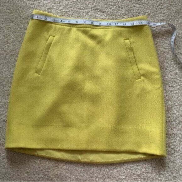 J. Crew Citron Yellow Zip Pocket Wool Mini Pencil Skirt - Picture 8 of 16